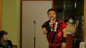 社長自らも太鼓に参加